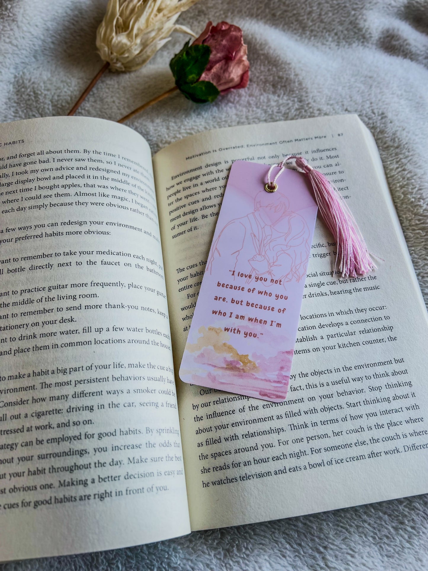 Laminated Couple Bookmarks with Tassels