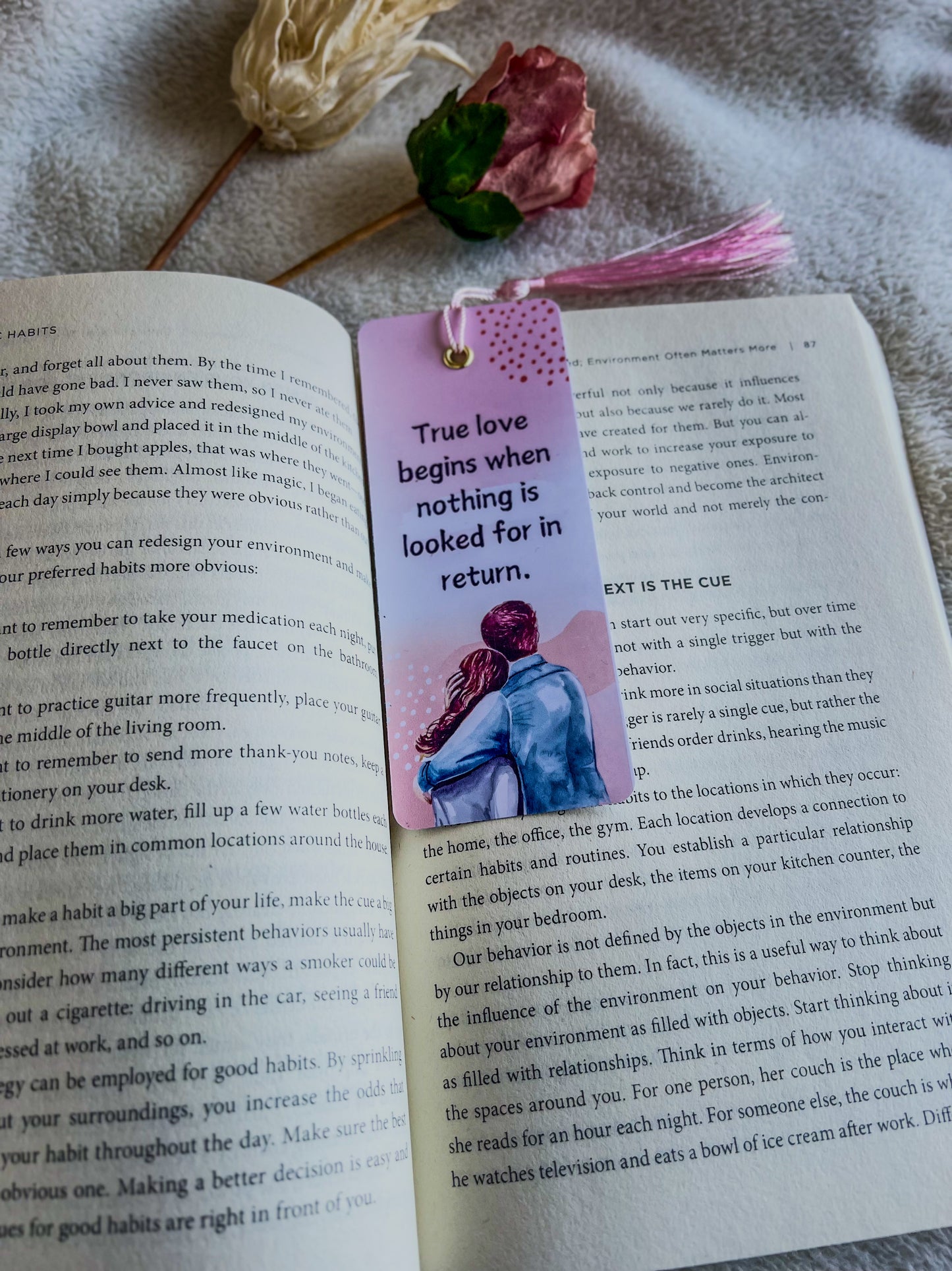 Laminated Couple Bookmarks with Tassels