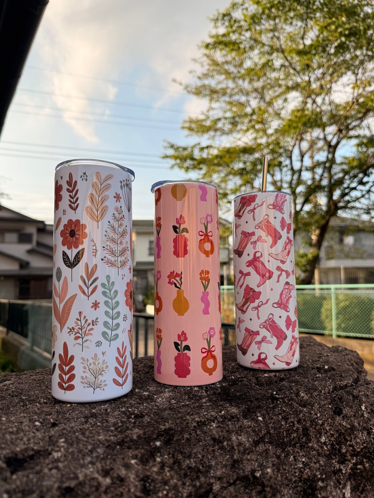 Handmade 20 oz Pink boots Tumbler