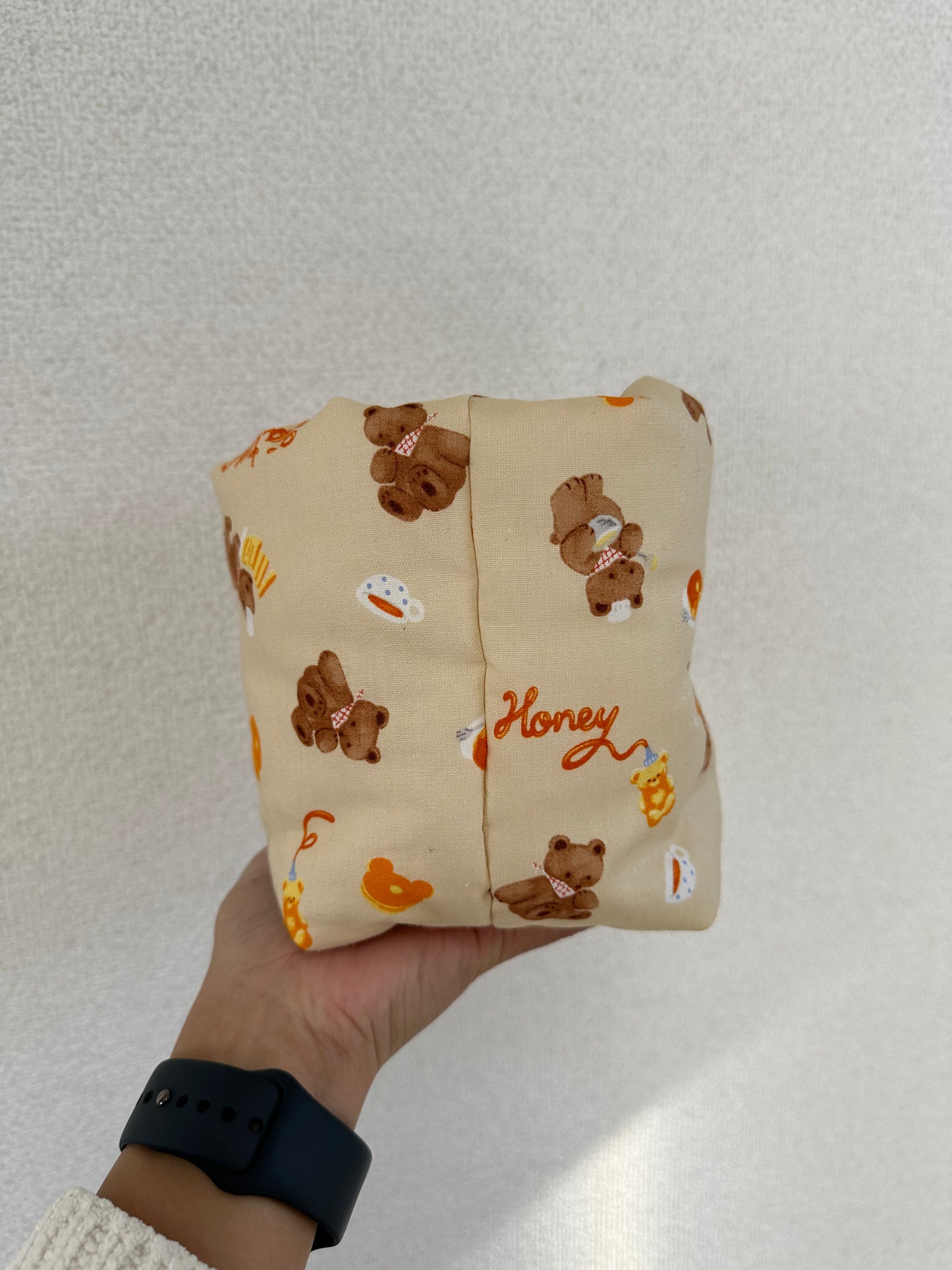 Adorable bear, honey and pancake vanity bucket