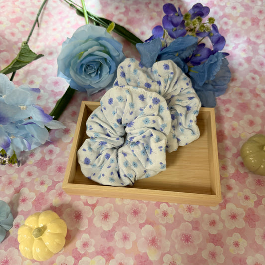 Blue Floral scrunchies