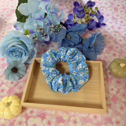 Blue Floral scrunchies