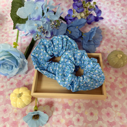 Blue Floral scrunchies