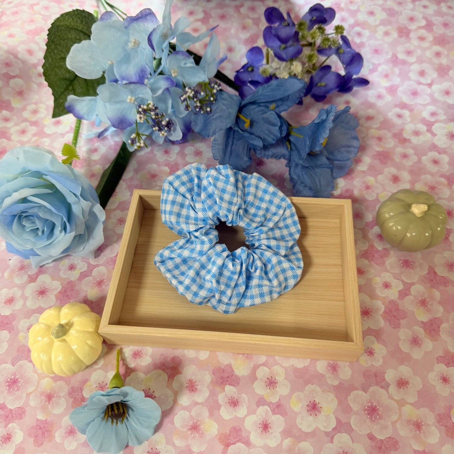 Blue Floral scrunchies