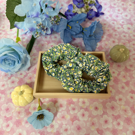 Green Floral Scrunchies