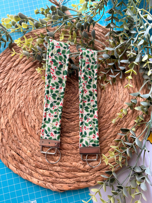 Christmas Holly Keychain Wristlet