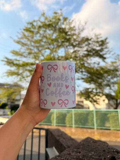 Books and coffee Mug Cup