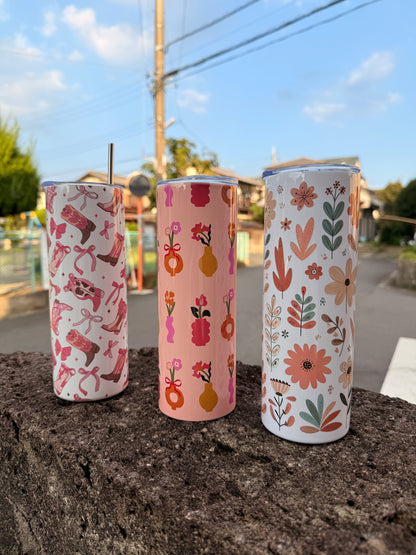Handmade 20 oz Pink boots Tumbler
