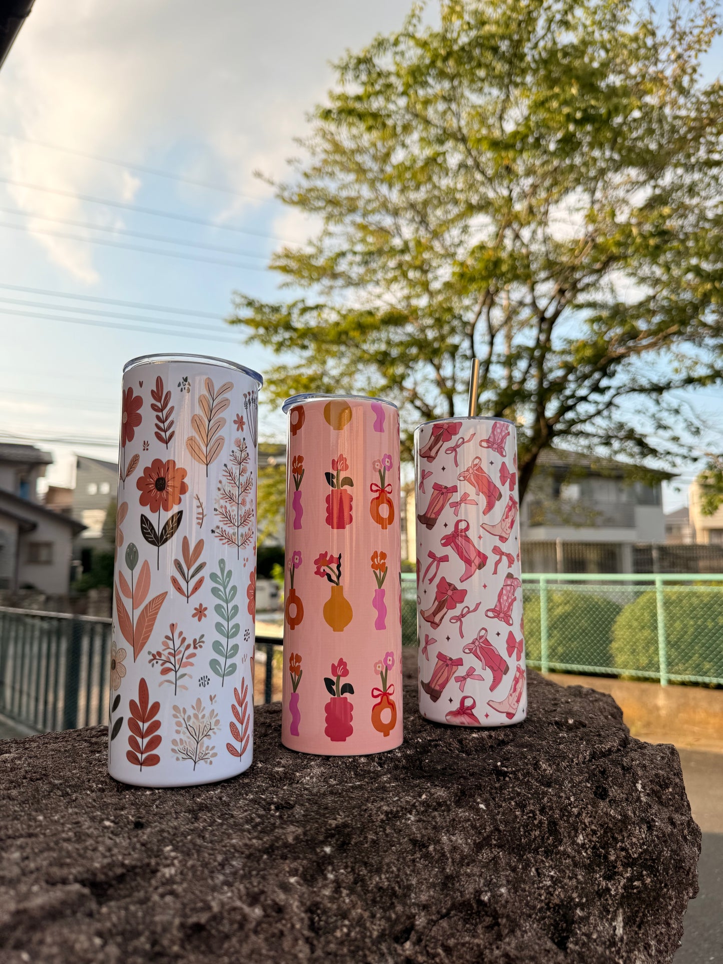 Handmade 20 oz Floral Tumbler