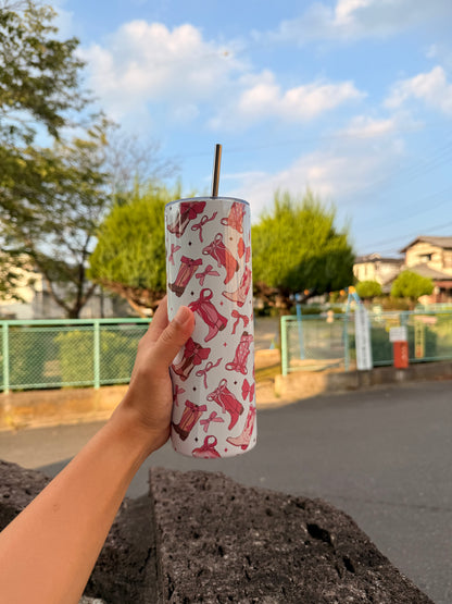 Handmade 20 oz Pink boots Tumbler