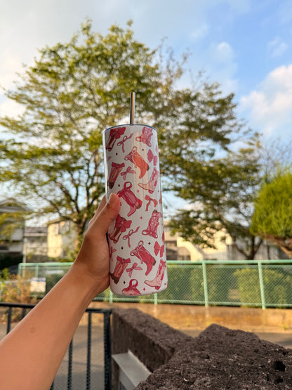 Handmade 20 oz Pink boots Tumbler