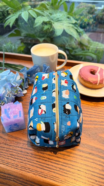 Blue sushi cat oopsie make up pouch