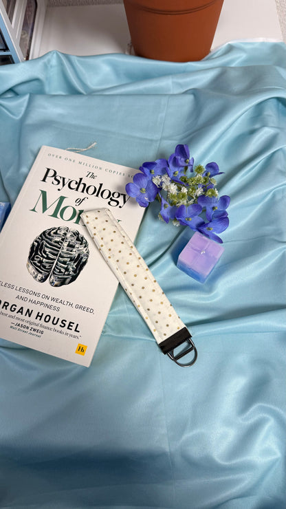 Winter Polka dot Keychain Wristlet