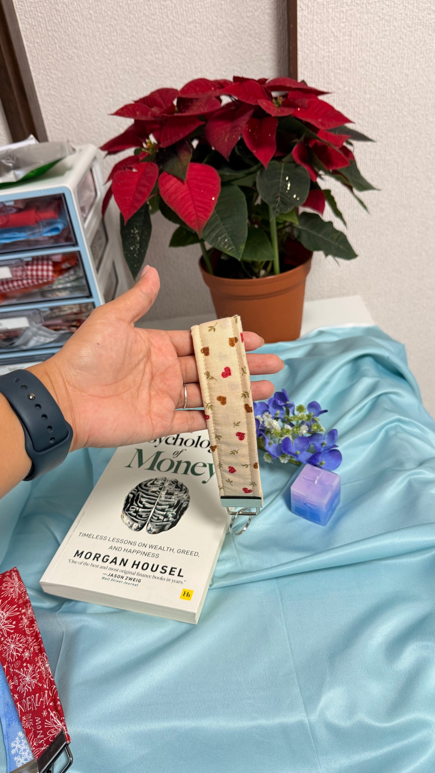 Beige Noel Keychain Wristlet