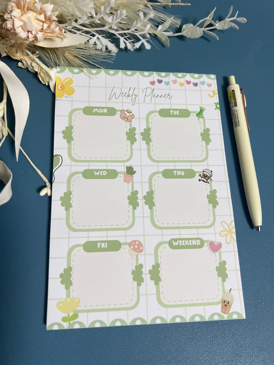 Green Cute Weekly Planner