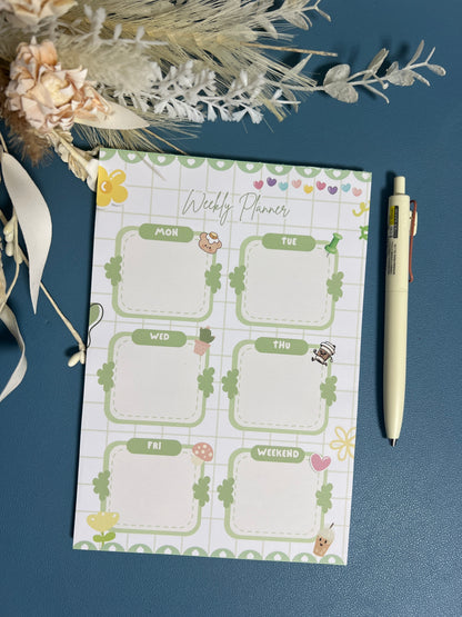 Green Cute Weekly Planner