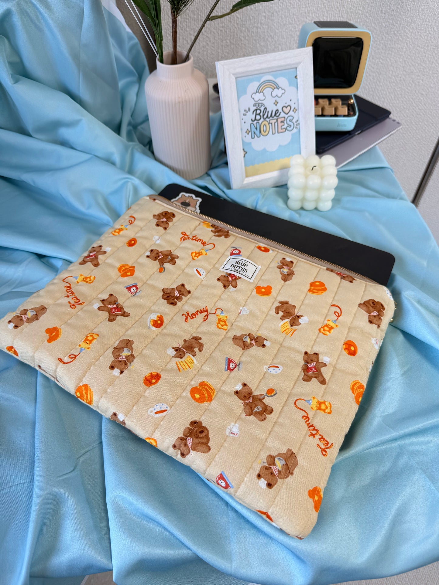 Adorable bear, pancake and honey laptop sleeve