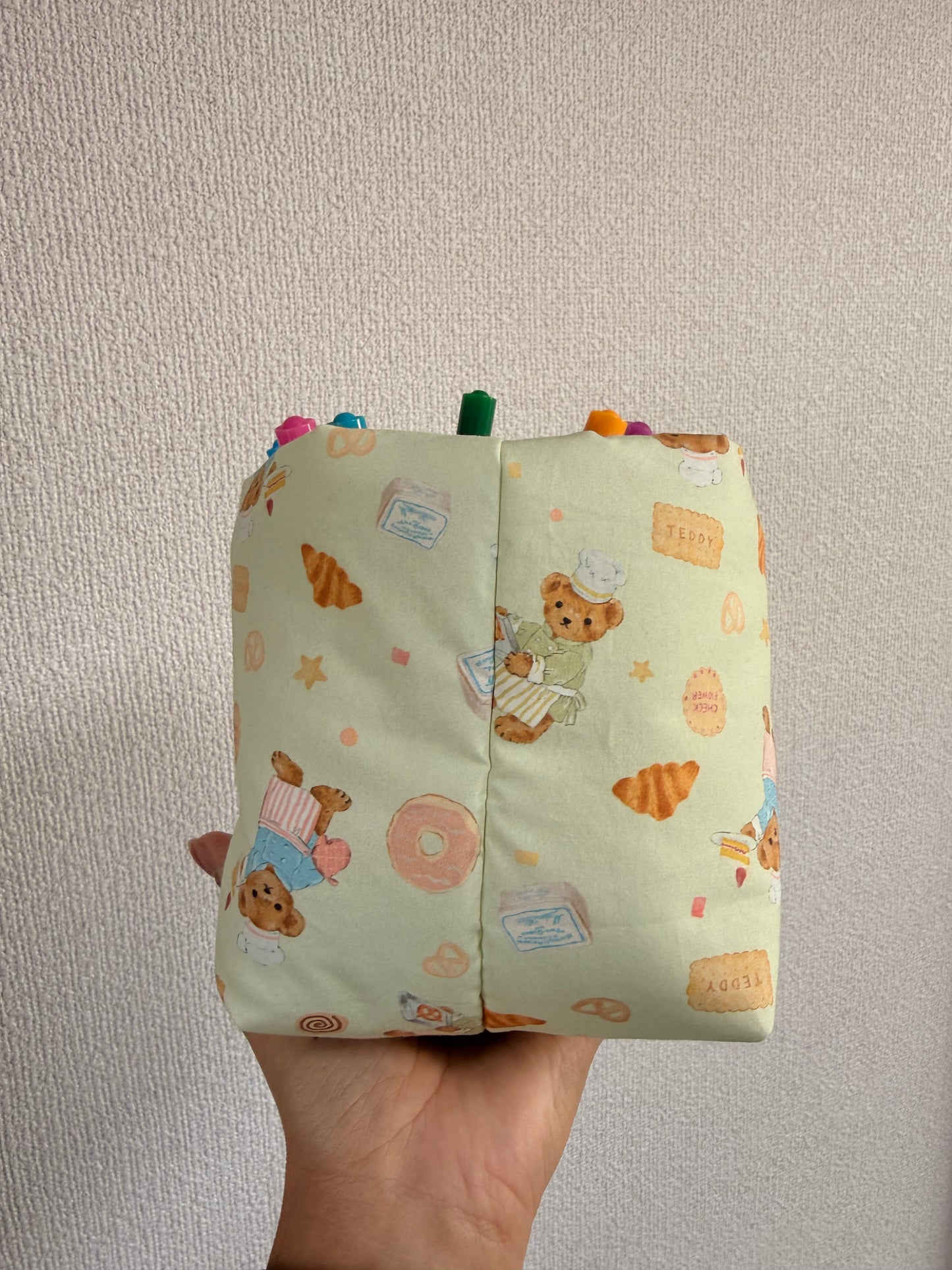 Pastel green Cookie Bear Vanity bucket