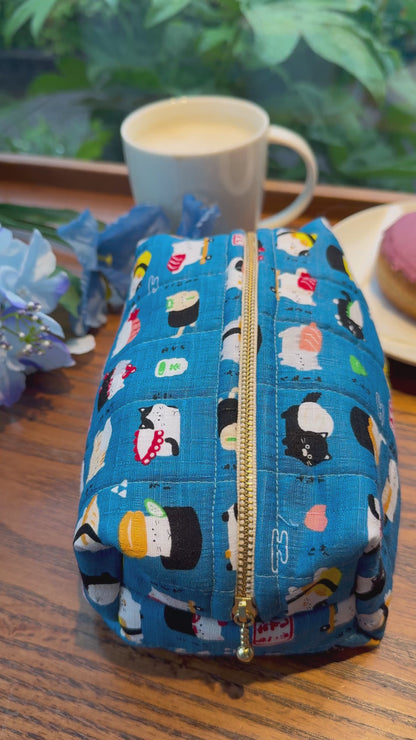 Blue sushi cat oopsie make up pouch